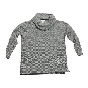 Calvin Klein Grey White Chevron Cowl Neck Tunic Sweater Large